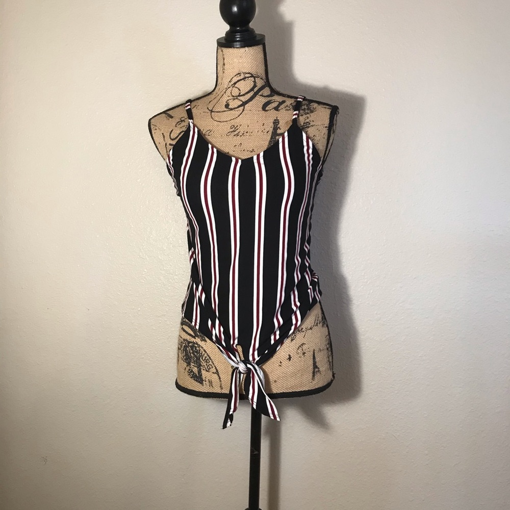 Red, white, and blue striped tank